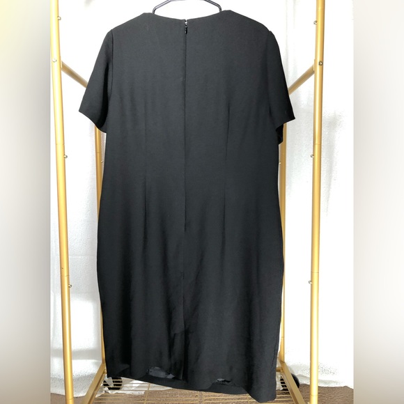 Vintage Jacqueline Ferrar Short-Sleeve Black Midi Dress 90s Size 16W - Picture 2 of 3